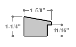 Slightly angled 1-5/8 " frame with an indented design on the inner and outer edge. The face is a metallic silver stain, brushed over a warm grey-brown base. The accented inner and outer edge reveal more of the bright silver color and highlight the difference in texture.